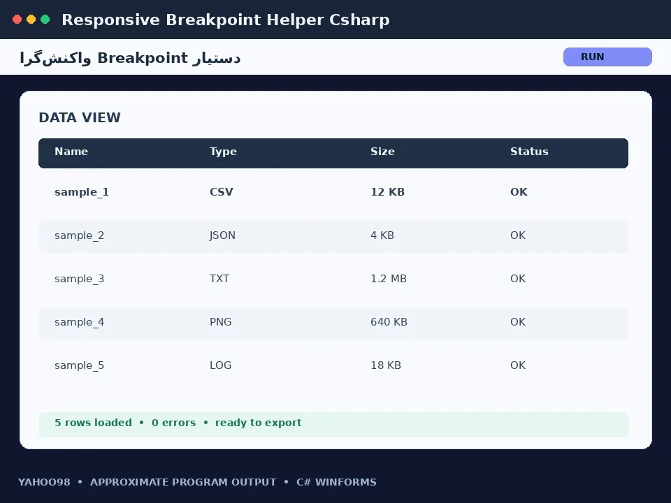 دستیار Breakpoint واکنش‌گرا — برنامه رایگان با سورس C#