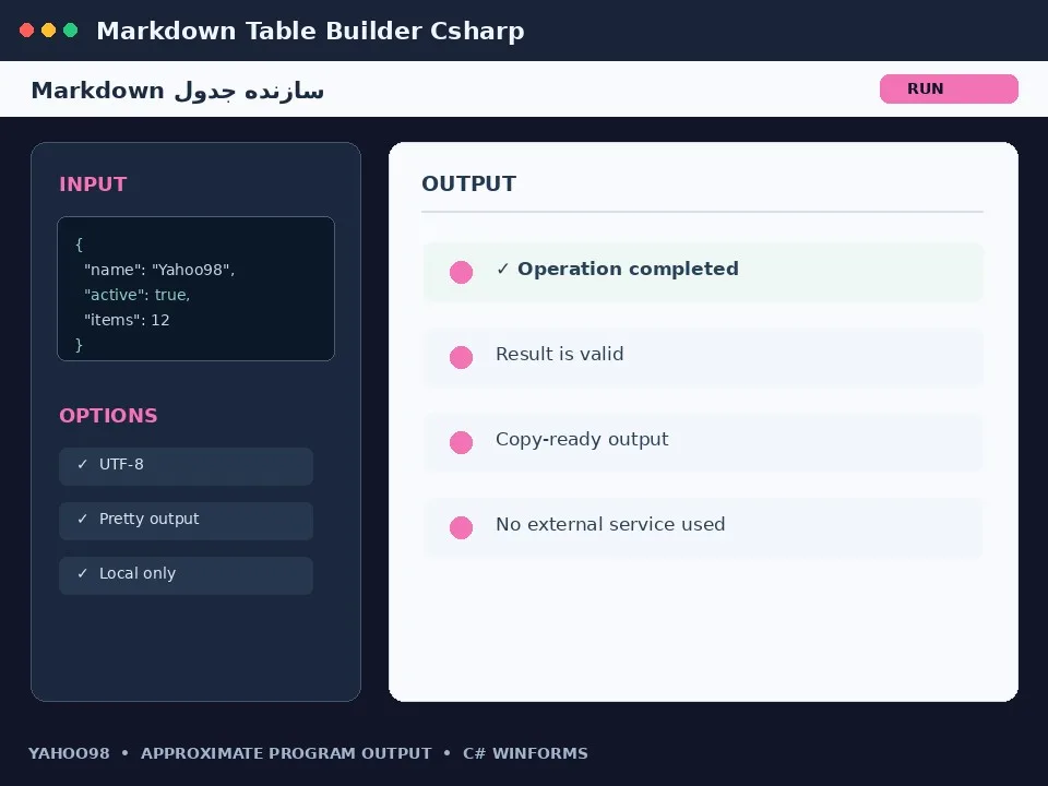 سازنده جدول Markdown — برنامه رایگان با سورس C#