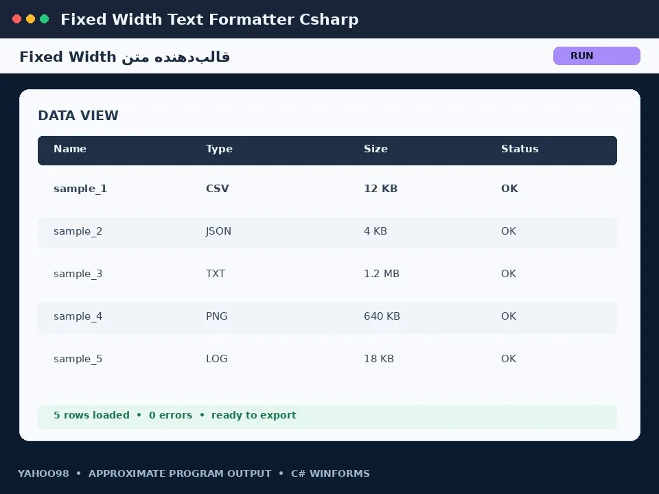 قالب‌دهنده متن Fixed Width — برنامه رایگان با سورس C#
