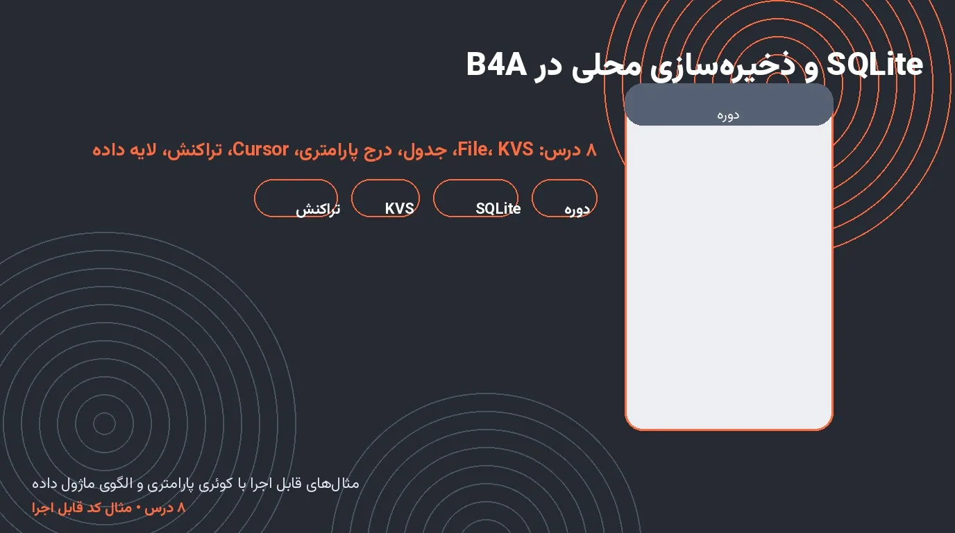 دوره‌ی SQLite و ذخیره‌سازی محلی در B4A — ۸ درس با مثال قابل اجرا