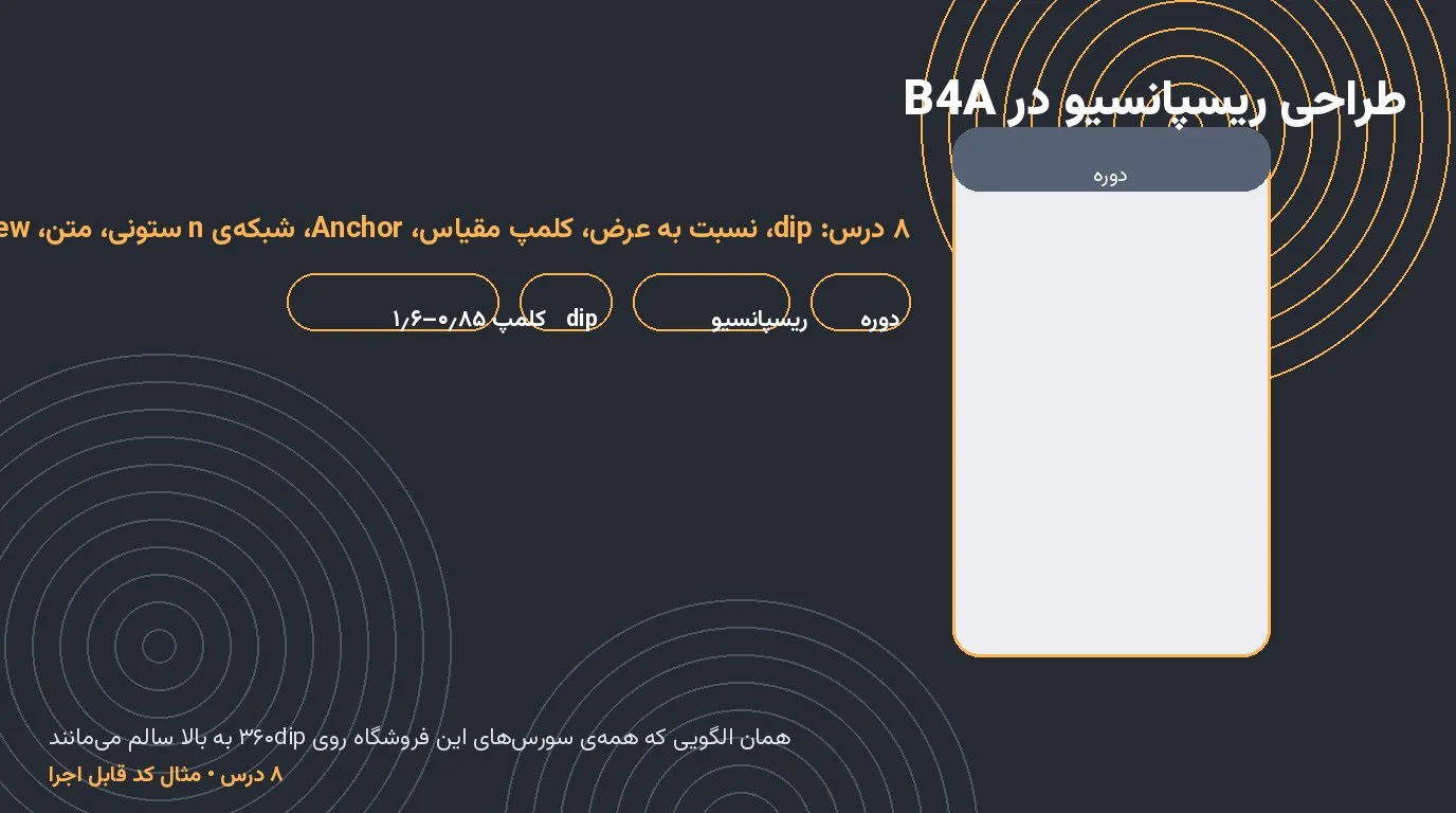 دوره‌ی طراحی ریسپانسیو در B4A — ۸ درس از dip تا چک‌لیست تست