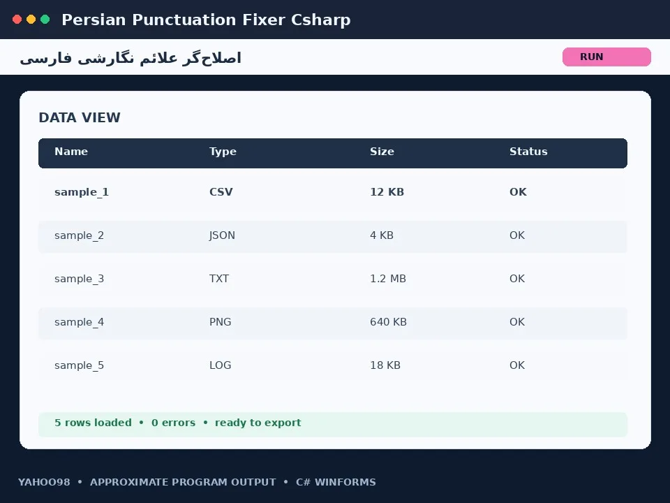 اصلاح‌گر علائم نگارشی فارسی — برنامه رایگان با سورس C#