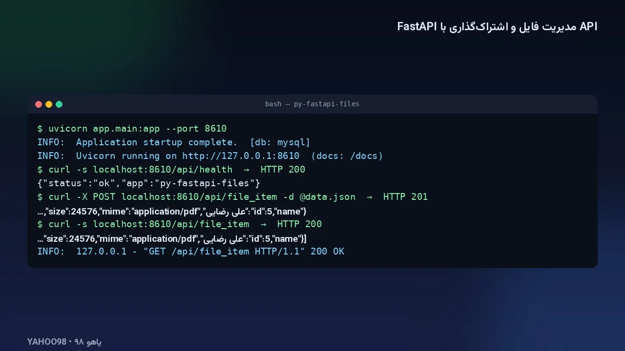 خروجی واقعی اجرای پروژه (اجرای محلی روی همین سورس)