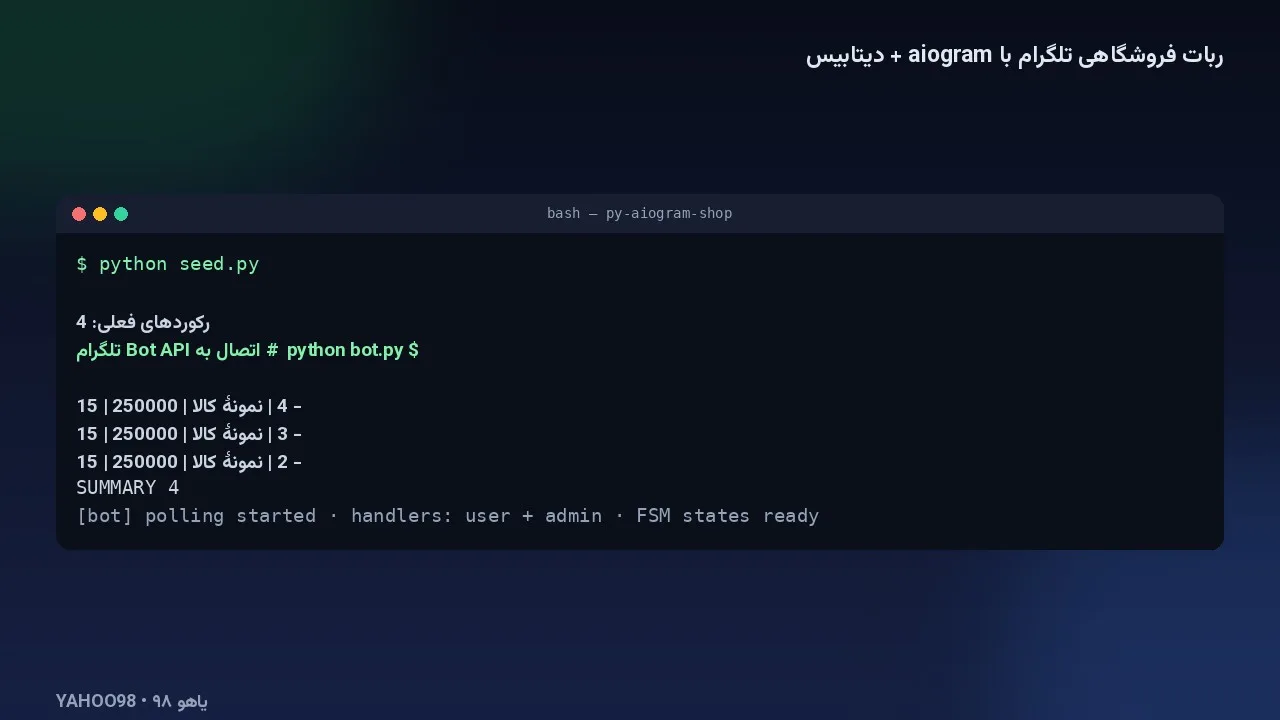 خروجی واقعی اجرای پروژه (اجرای محلی روی همین سورس)
