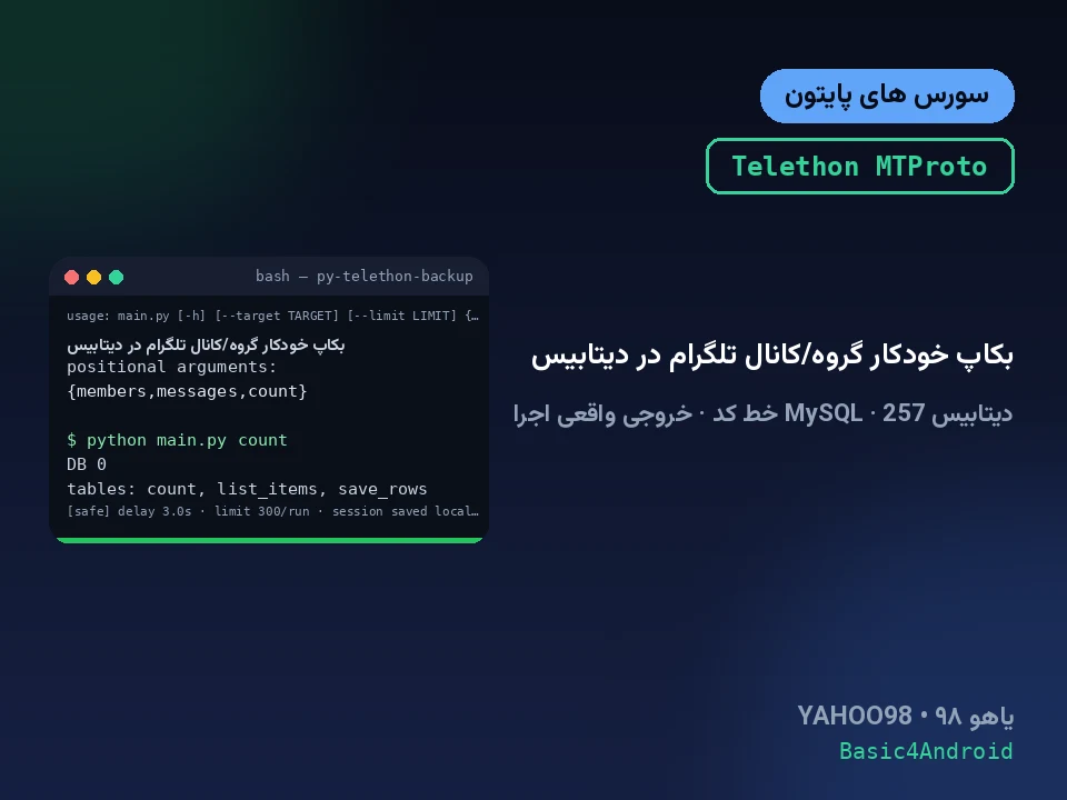 بکاپ خودکار گروه/کانال تلگرام در دیتابیس